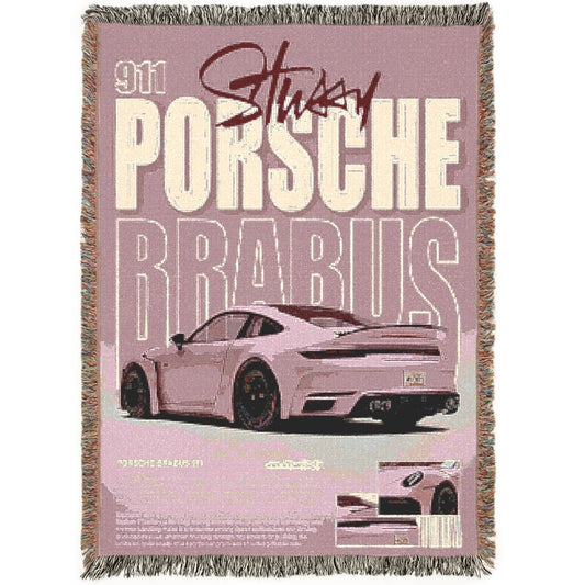 Pink Porsche 911 Brabus CarSnugs™ Woven blanket